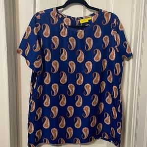 Roller Rabbit 100% Silk Navy & Burnt Orange Top Sz Large